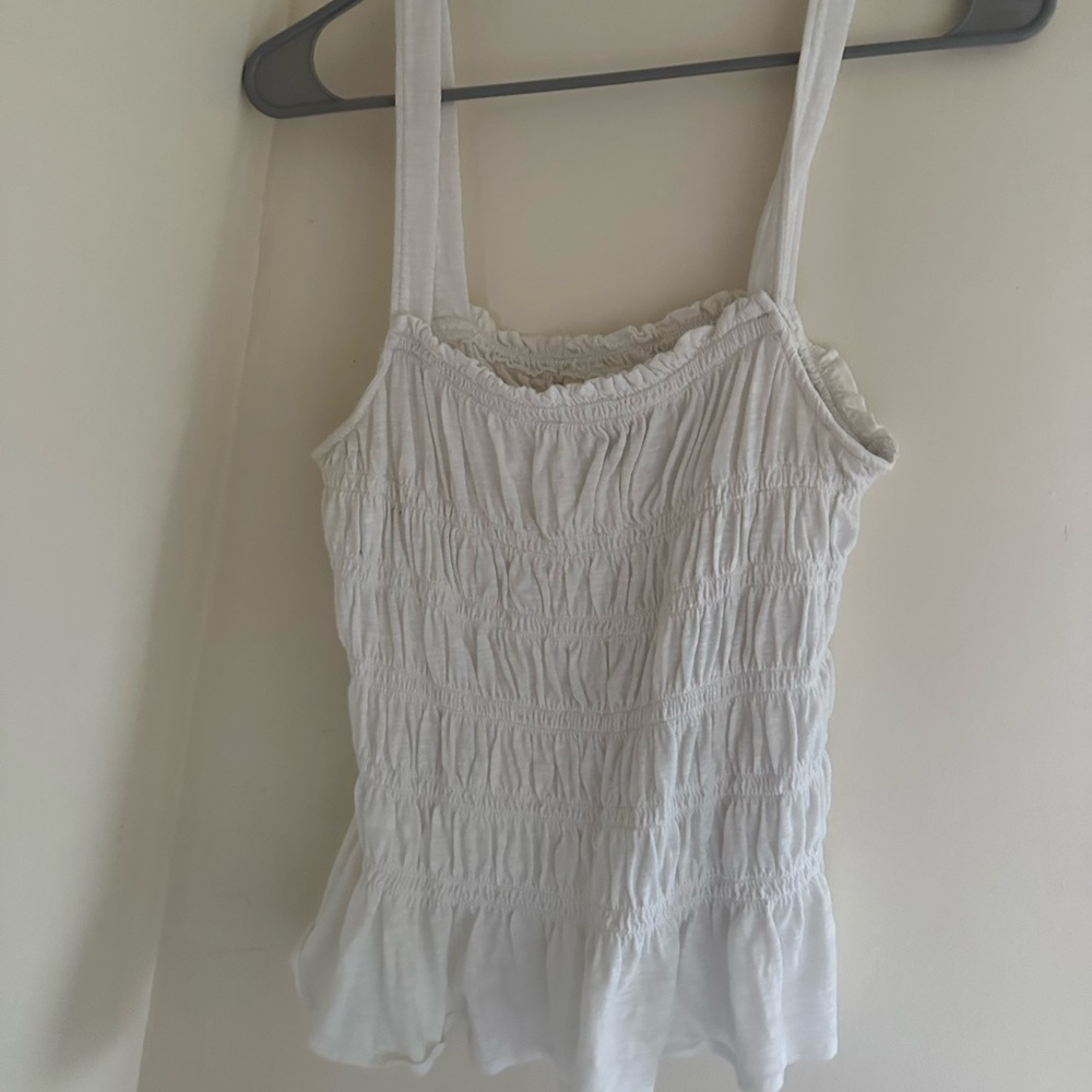 Universal Thread Cream Smocked Top